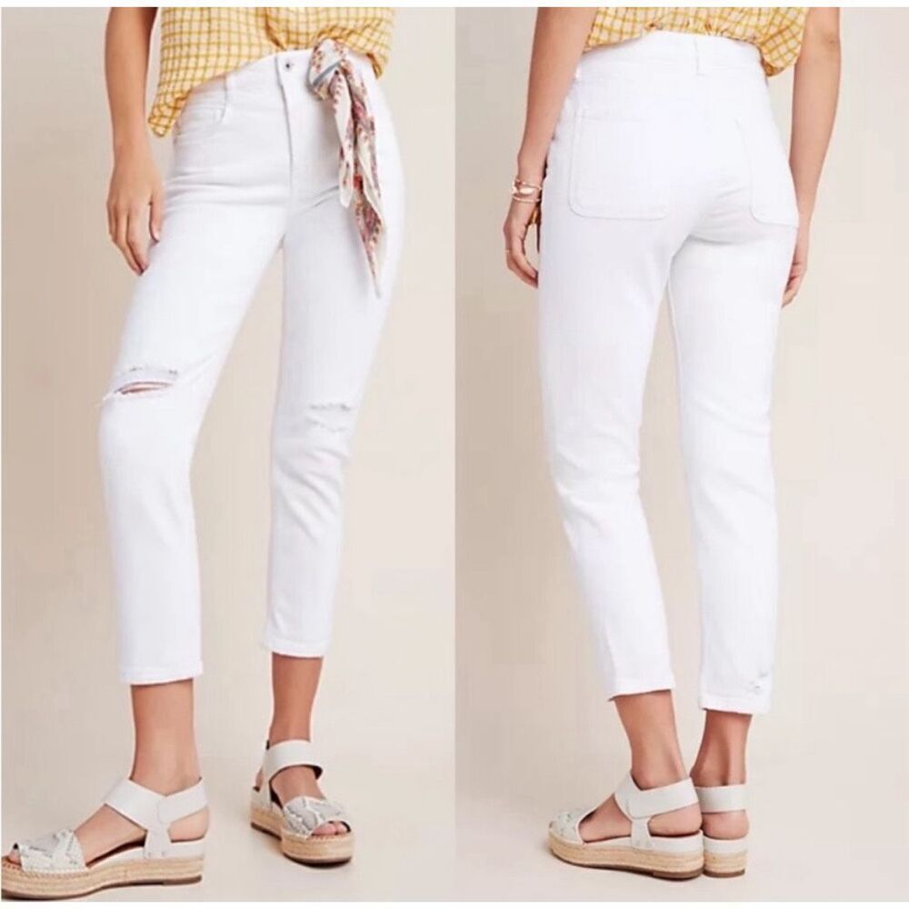 NWT Anthropologie Pilcro and the Letterpress White High Rise Slim‎ Jeans Size 30